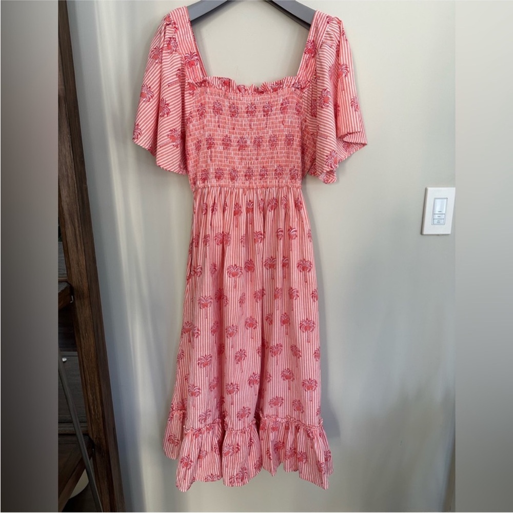 Tuckernuck Pink Floral Smocked Midi Dress - Picture 2 of 7